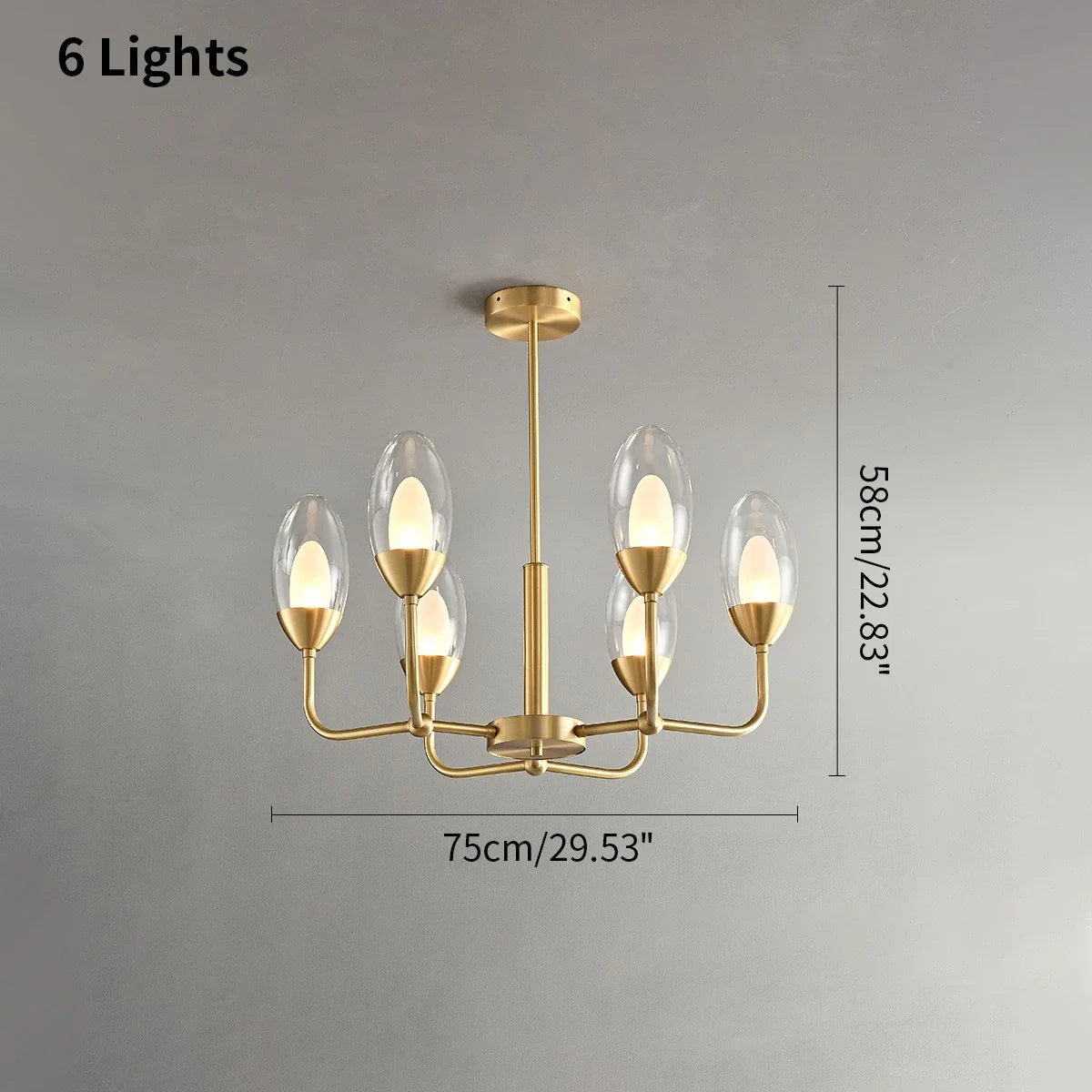 Copper & Transparent Glass Chandelier – Glass detail 4