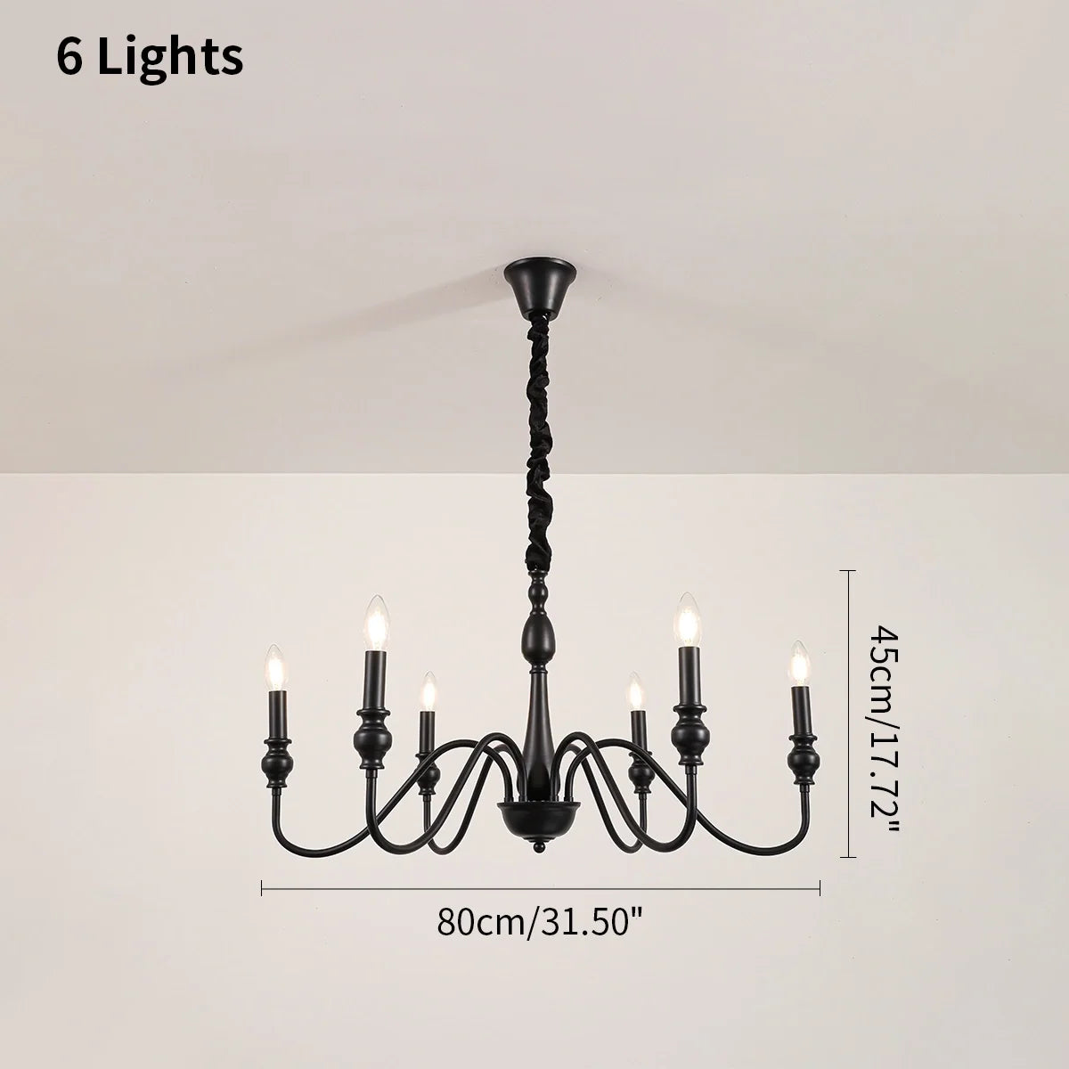 American Simple Black Candle-Style Chandelier – detail 8