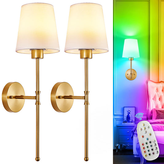 attery Operated Wall Sconce: Set of 2 Wireless Wall Lights with 10000mAh Dimmable Bulbs
