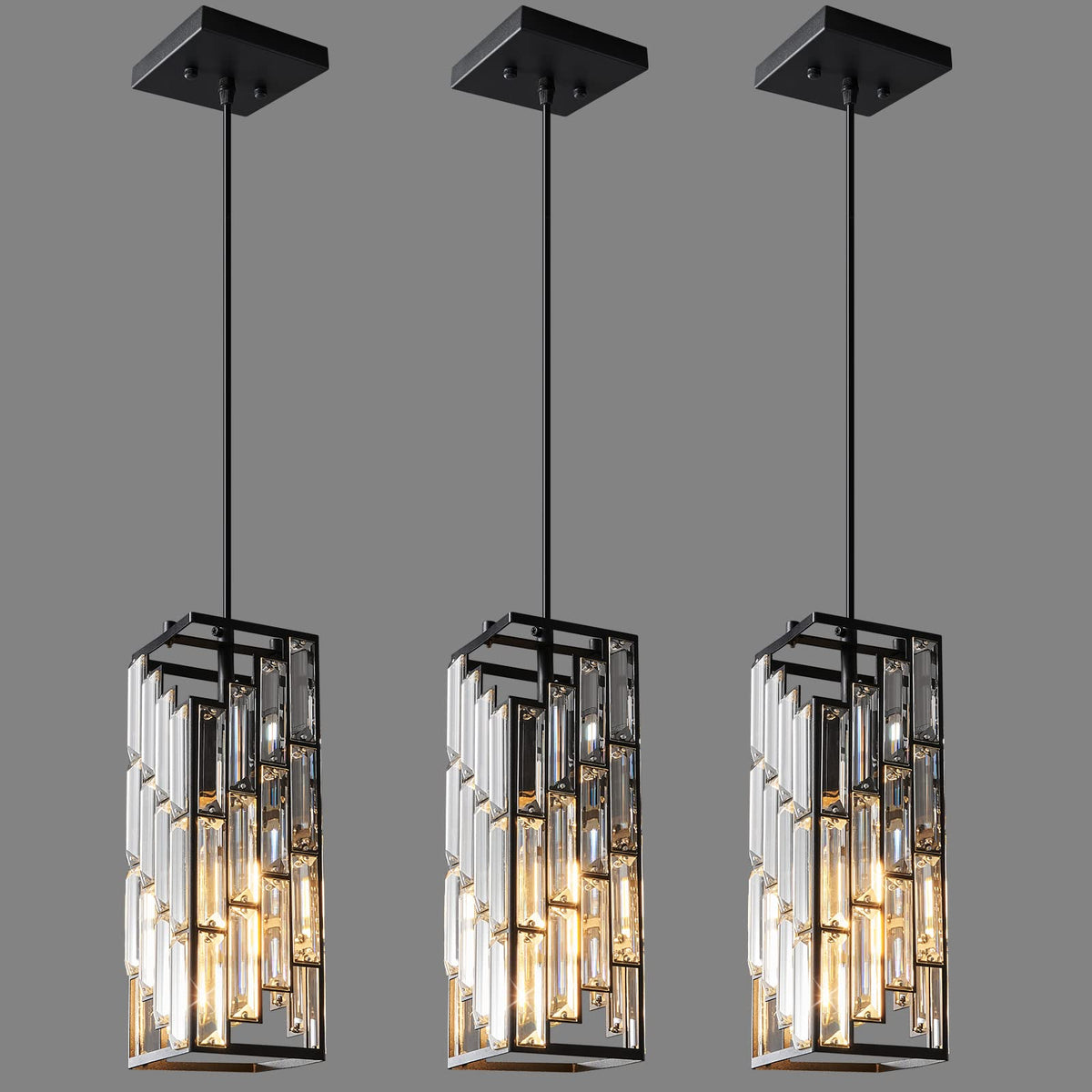 Black Pendant Lighting Modern Pendant Light, Mini Crystal Chandeliers,Adjustable Pendant