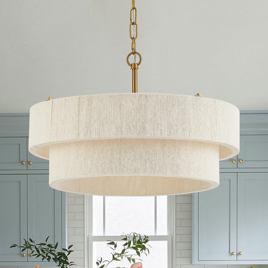 20”Hand Woven Rattan Chandelier Boho Pendant Light Adjustable Coastal Pendant Light for