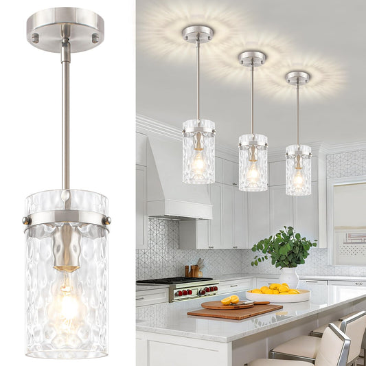 3 Pack Brushed Nickel Pendant Lights Kitchen Island Modern Hanging Light