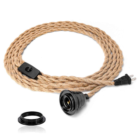 Plug in Pendant Light Cord - 15FT Industrial Hanging Light Kit, Hanging Lights with Plug