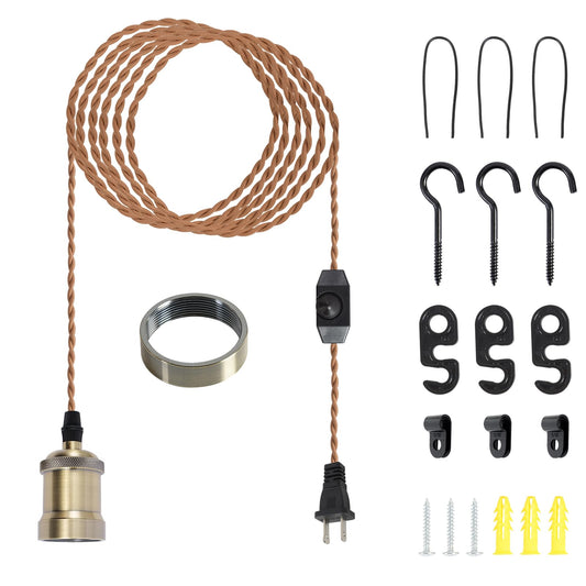 Plug in Pendant Light Cord hanging light kit with dimmer switch,Farmhouse Hanging
