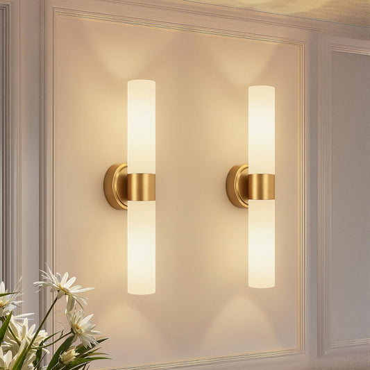 Hardwired Wall Sconces Set of Two, Modern Bathroom Sconces Wall Lighting with Milky White