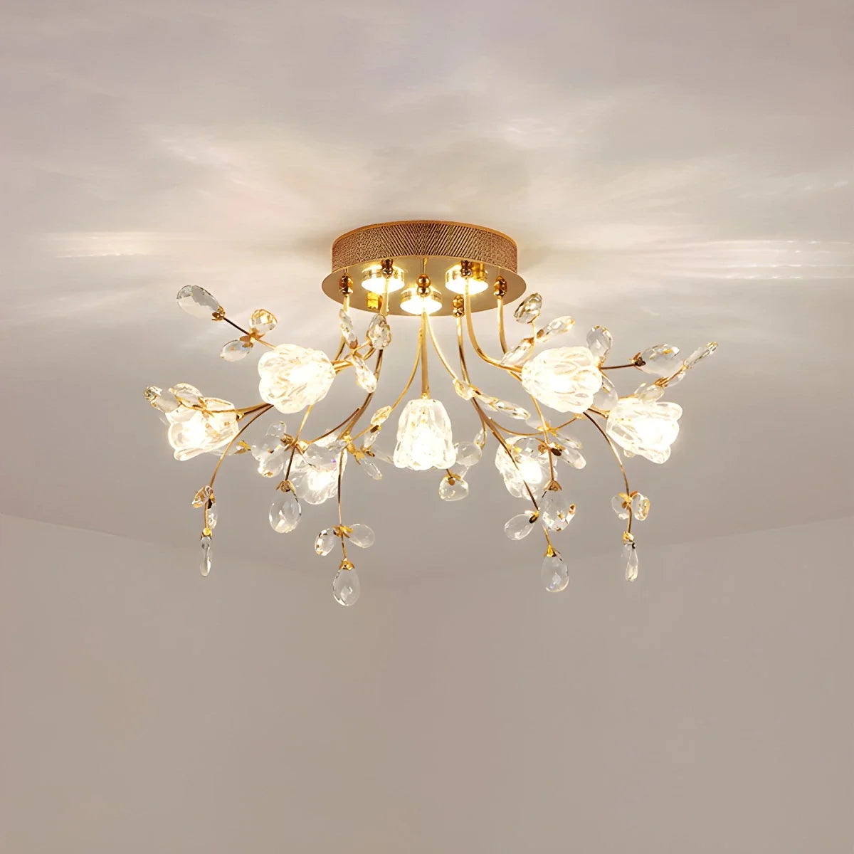 Lily Art Deco Flower Ceiling Light for Bedroom – detail 3