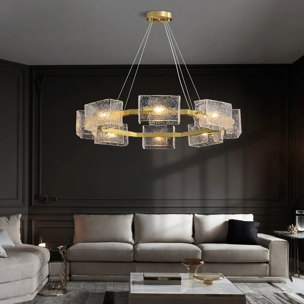 Water Ripple Glass Chandelier – Glass detail 3