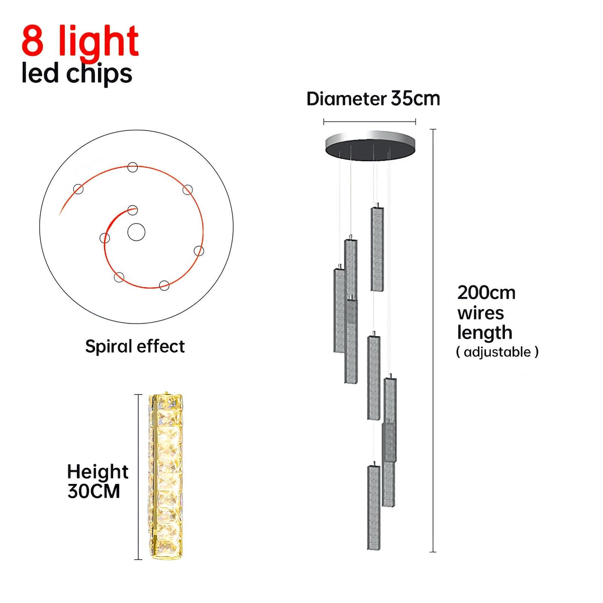 Nordic Crystal LED Chandelier – Crystal detail 26