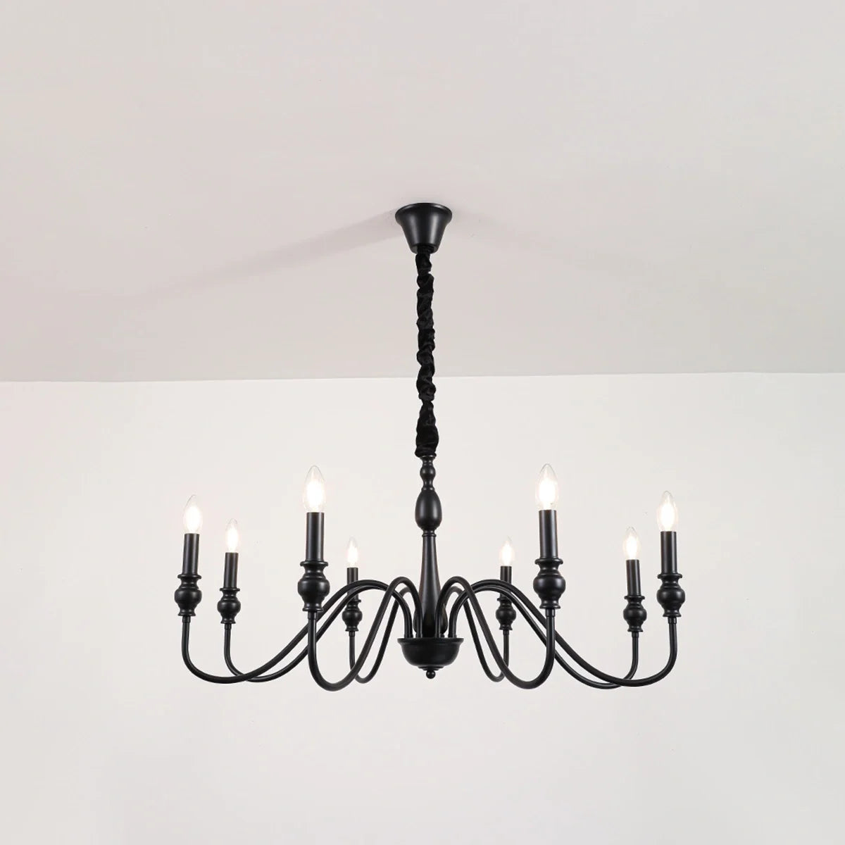 American Simple Black Candle-Style Chandelier – detail 12