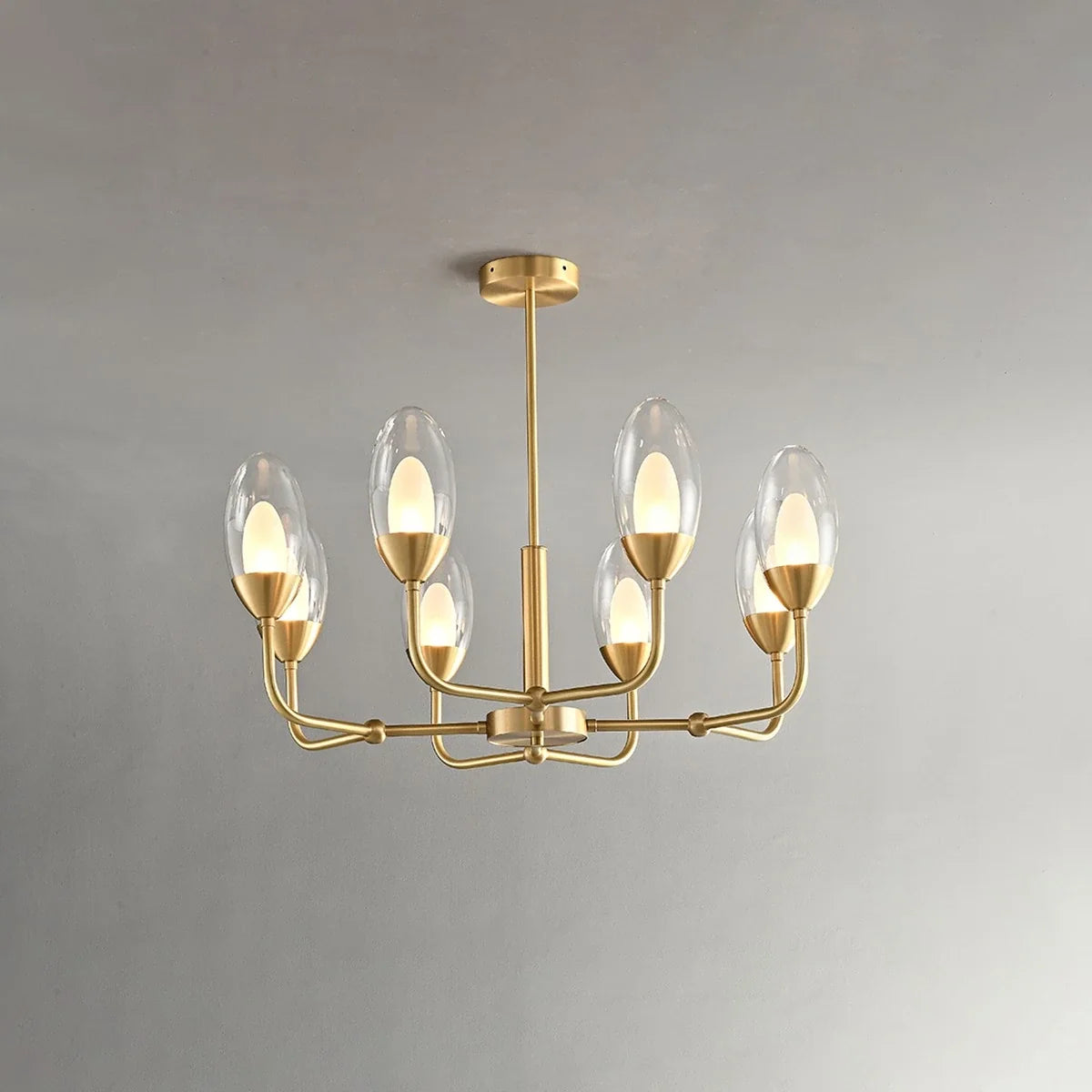 Copper & Transparent Glass Chandelier – Glass detail 7