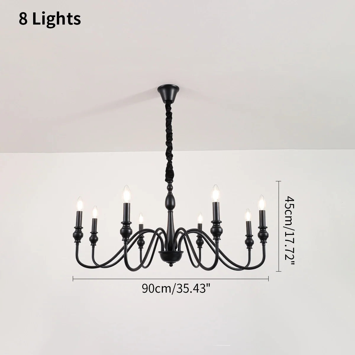 American Simple Black Candle-Style Chandelier – detail 13