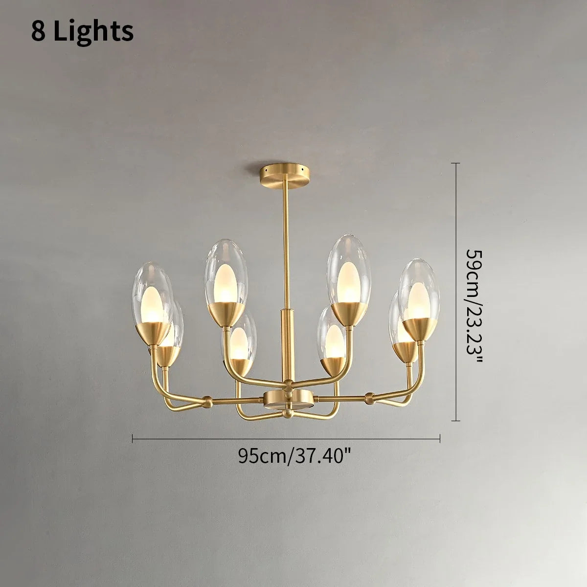 Copper & Transparent Glass Chandelier – Glass detail 8