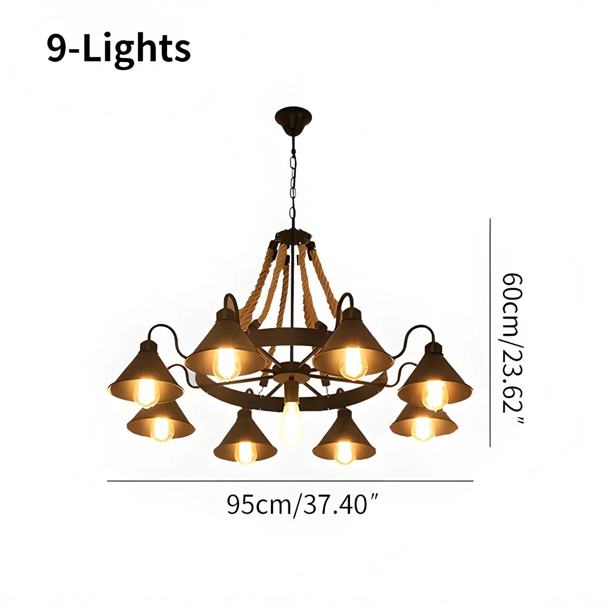 Vintage Industrial Rope Chandelier for Dining Area – detail 4