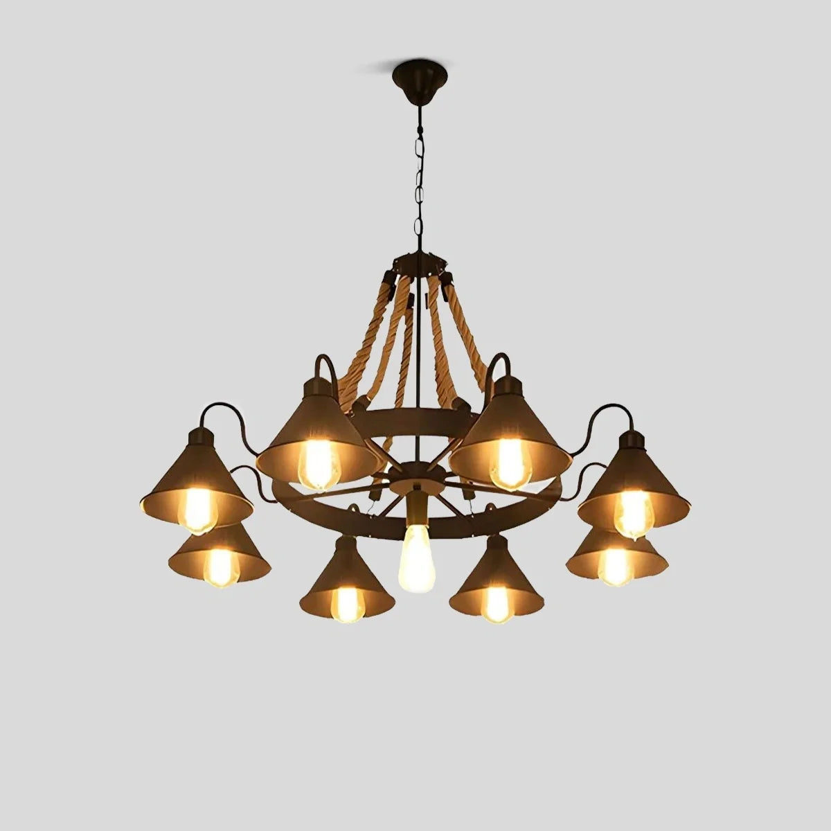 Vintage Industrial Rope Chandelier for Dining Area – detail 3
