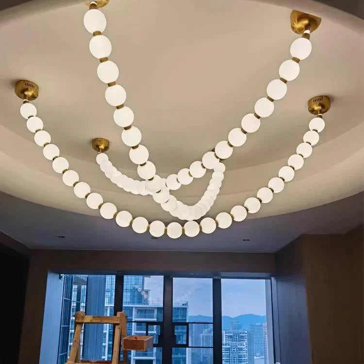 Luxurious Pearl Necklace Brass Chandelier – Brass detail 34