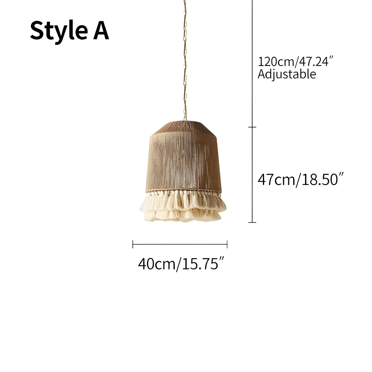 Boho Vintage Twine Fringe Pendant Light – detail 5