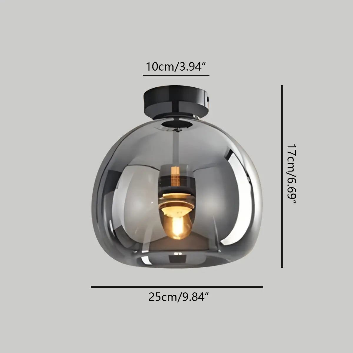 Vintage Glass Semi-Flush Ceiling Light for Entryway – Glass detail 19