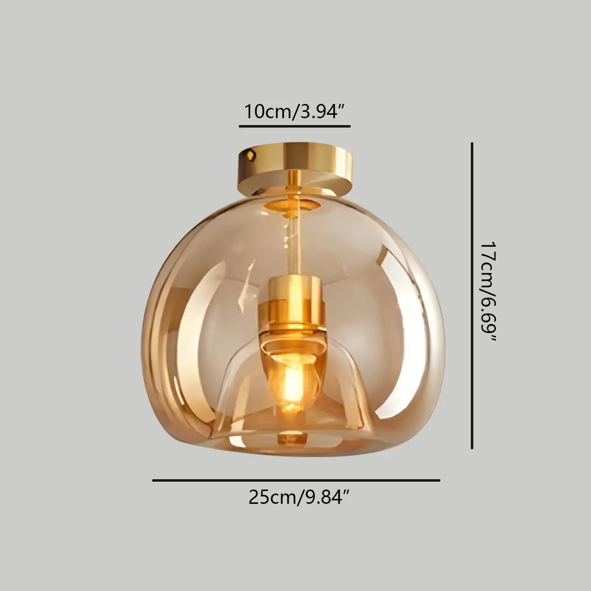 Vintage Glass Semi-Flush Ceiling Light for Entryway – Glass detail 4