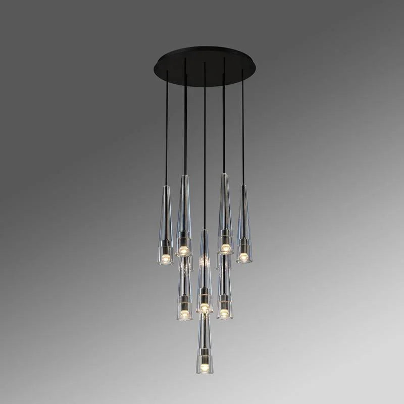 Conical Abner Crystal Multi Head Chandelier – Crystal detail 3