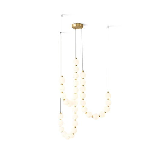 Acrylic Pearl Necklace Brass Chandelier