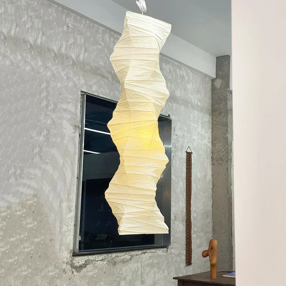 Akari Irregularly Twisted Paper 33N Steel Pendant Light – Steel detail 4