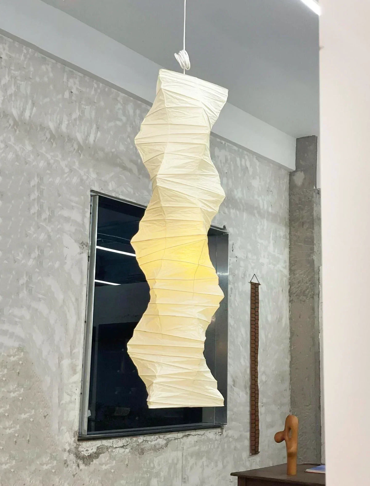 Akari Irregularly Twisted Paper 33N Steel Pendant Light – Steel detail 9