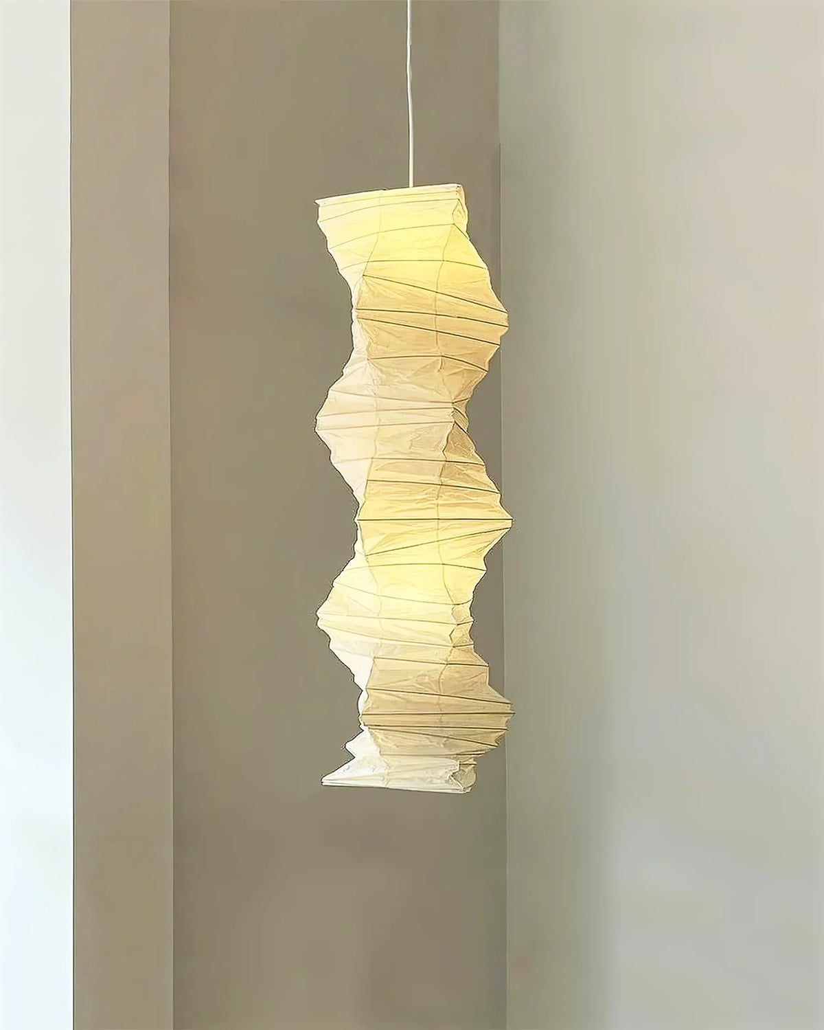 Akari Irregularly Twisted Paper 33N Steel Pendant Light – Steel detail 8