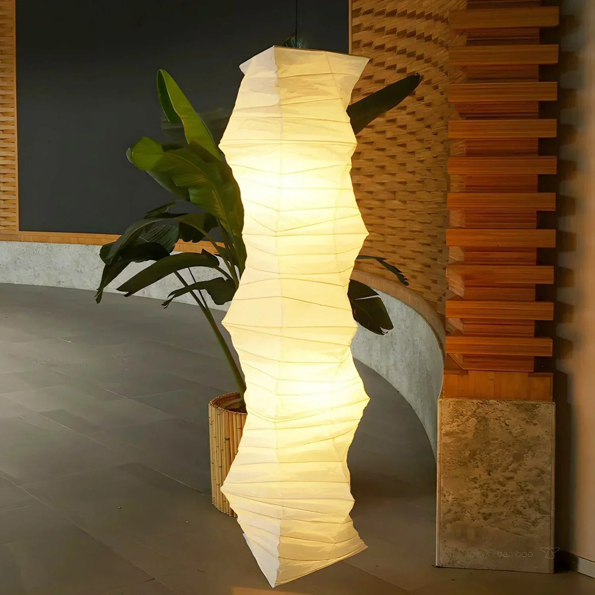 Akari Irregularly Twisted Paper 33N Steel Pendant Light – Steel detail 3