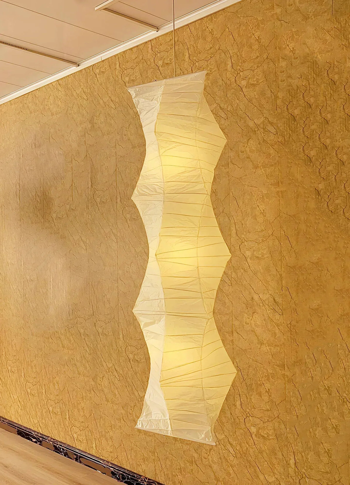 Akari Irregularly Twisted Paper 33N Steel Pendant Light – Steel detail 5