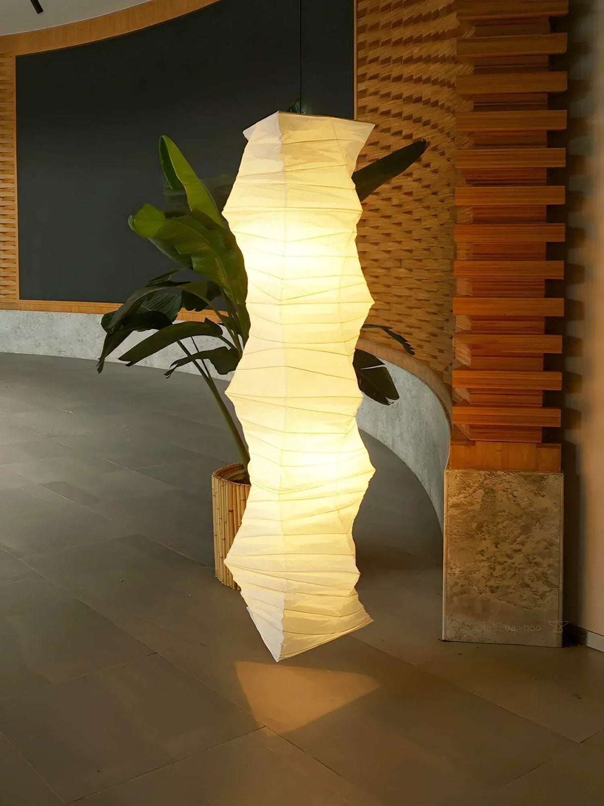 Akari Irregularly Twisted Paper 33N Steel Pendant Light – Steel detail 6