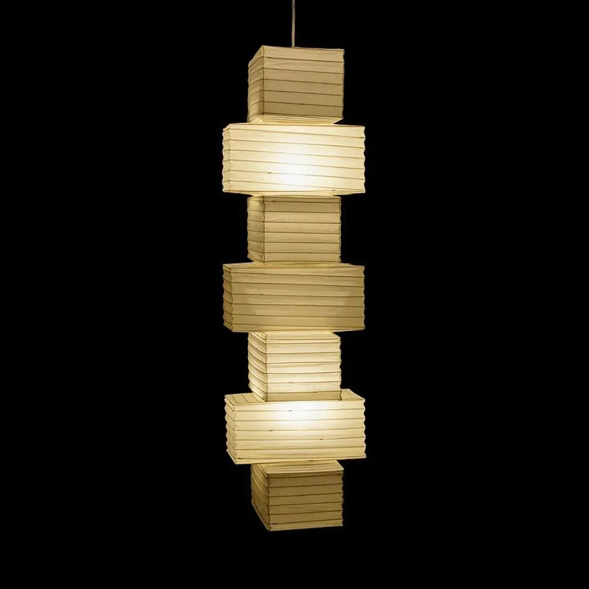 Akari Rectangular Stacked Paper 36N Steel Pendant Light – Steel detail 10