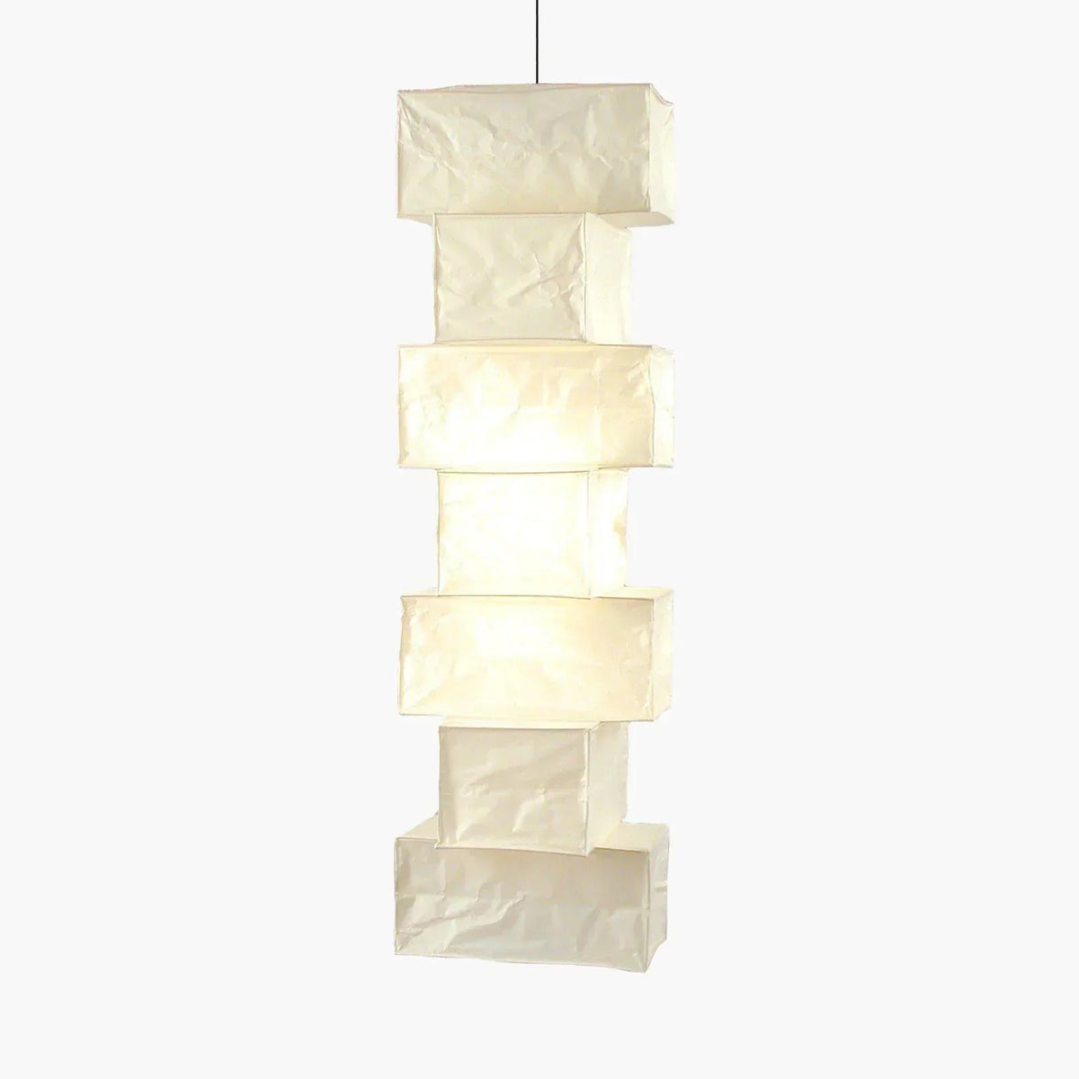 Akari Rectangular Stacked Paper 36N Steel Pendant Light – Steel detail 13