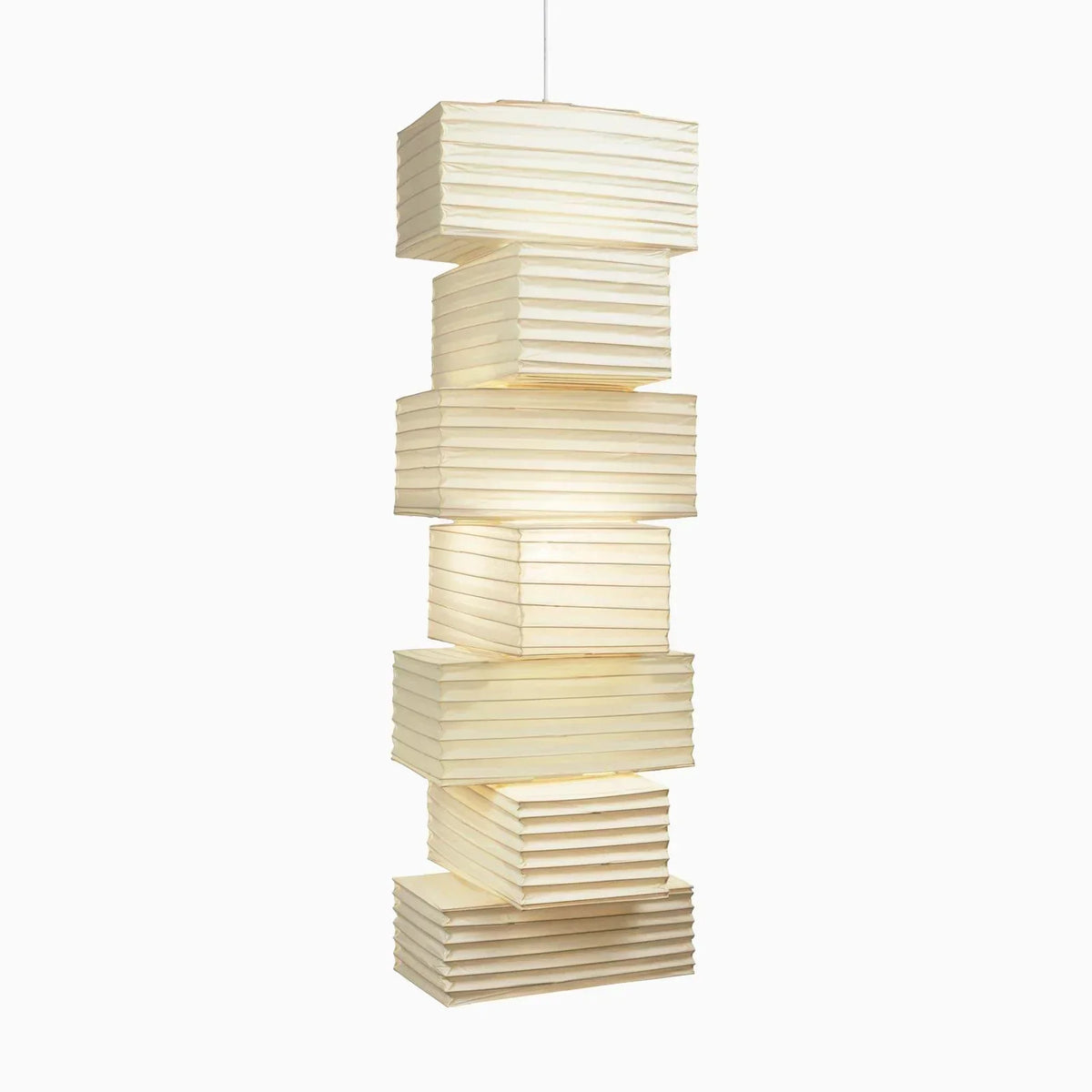 Akari Rectangular Stacked Paper 36N Steel Pendant Light – Steel detail 15