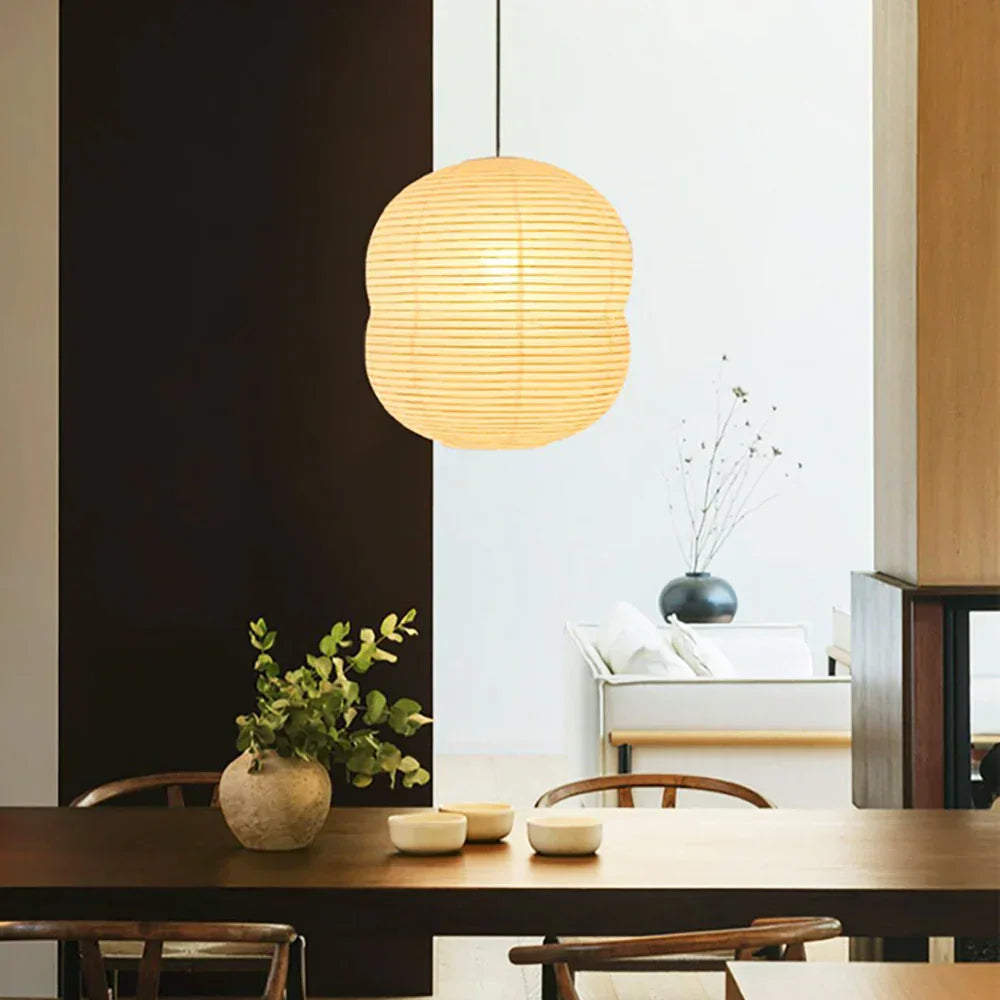 Akari Double Hemispherical Paper Steel Pendant Light – Steel detail 2