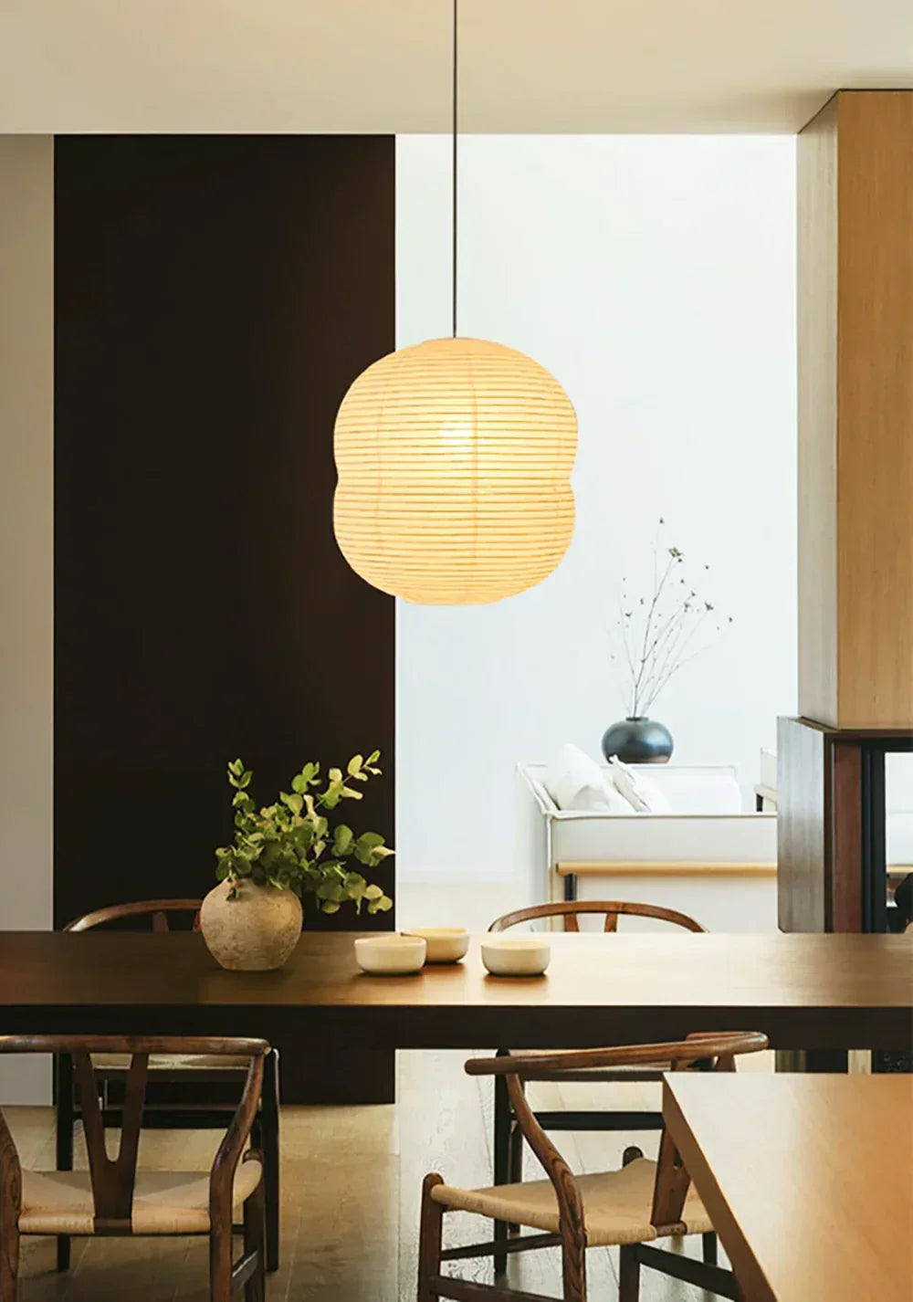 Akari Double Hemispherical Paper Steel Pendant Light – Steel detail 7