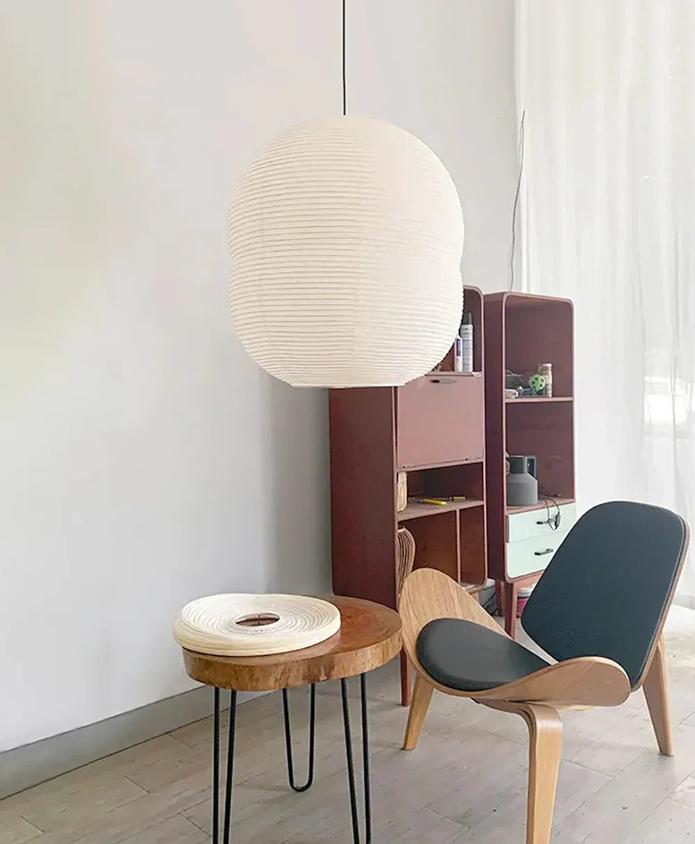 Akari Double Hemispherical Paper Steel Pendant Light – Steel detail 8