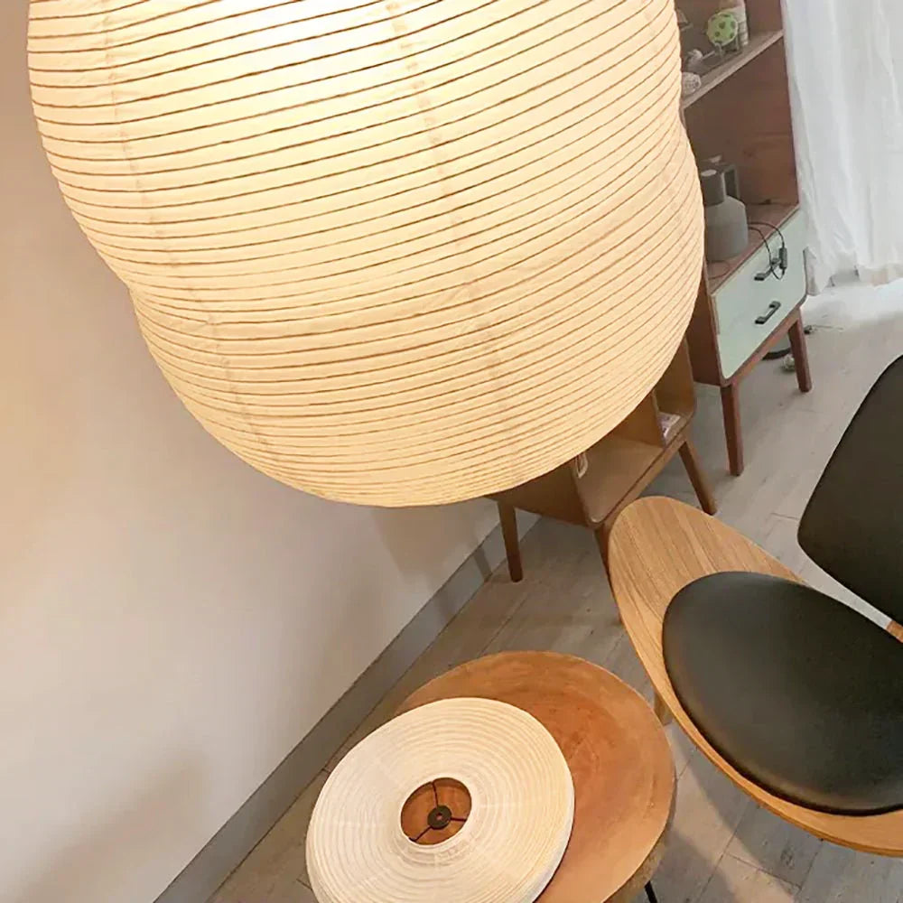Akari Double Hemispherical Paper Steel Pendant Light – Steel detail 14