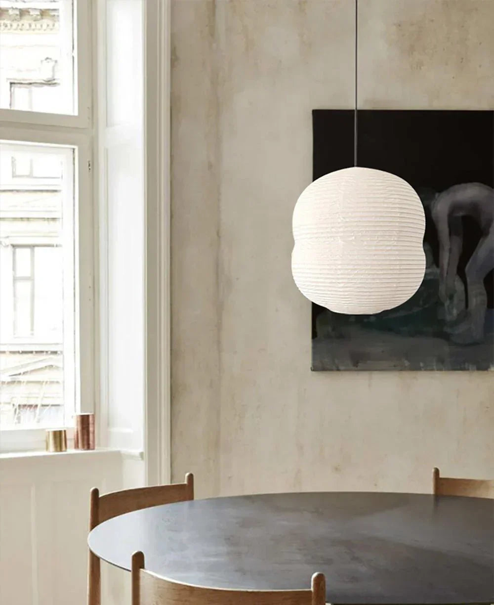 Akari Double Hemispherical Paper Steel Pendant Light – Steel detail 10