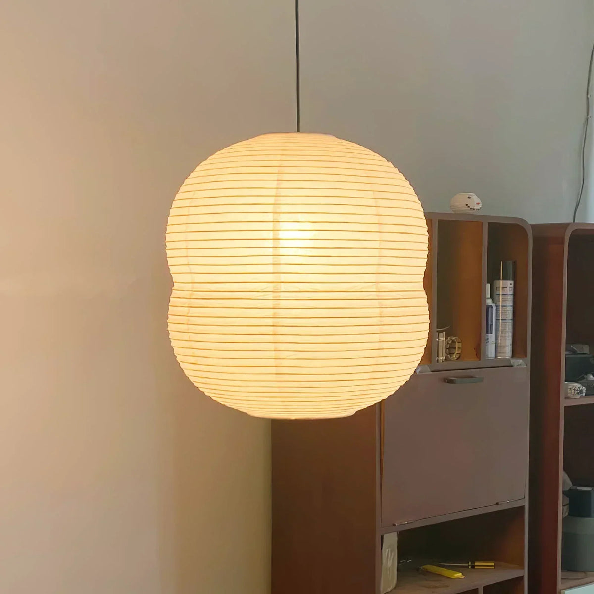 Akari Double Hemispherical Paper Steel Pendant Light – Steel detail 11