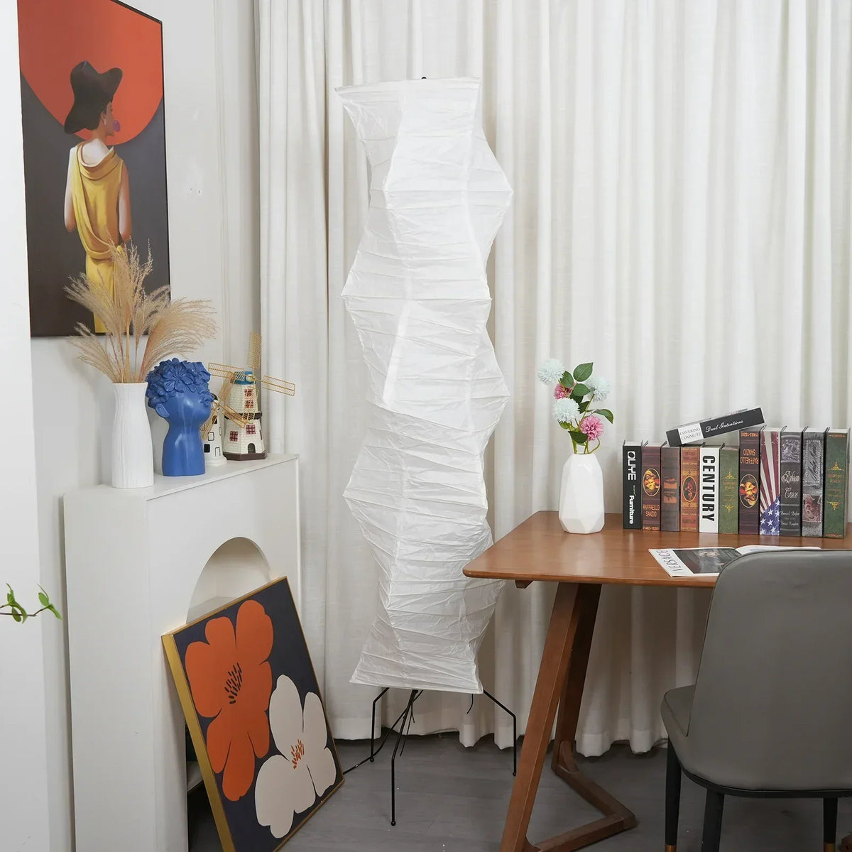 Akari Irregularly Twisted Paper UF4-33N Iron Floor Lamp – Iron detail 11