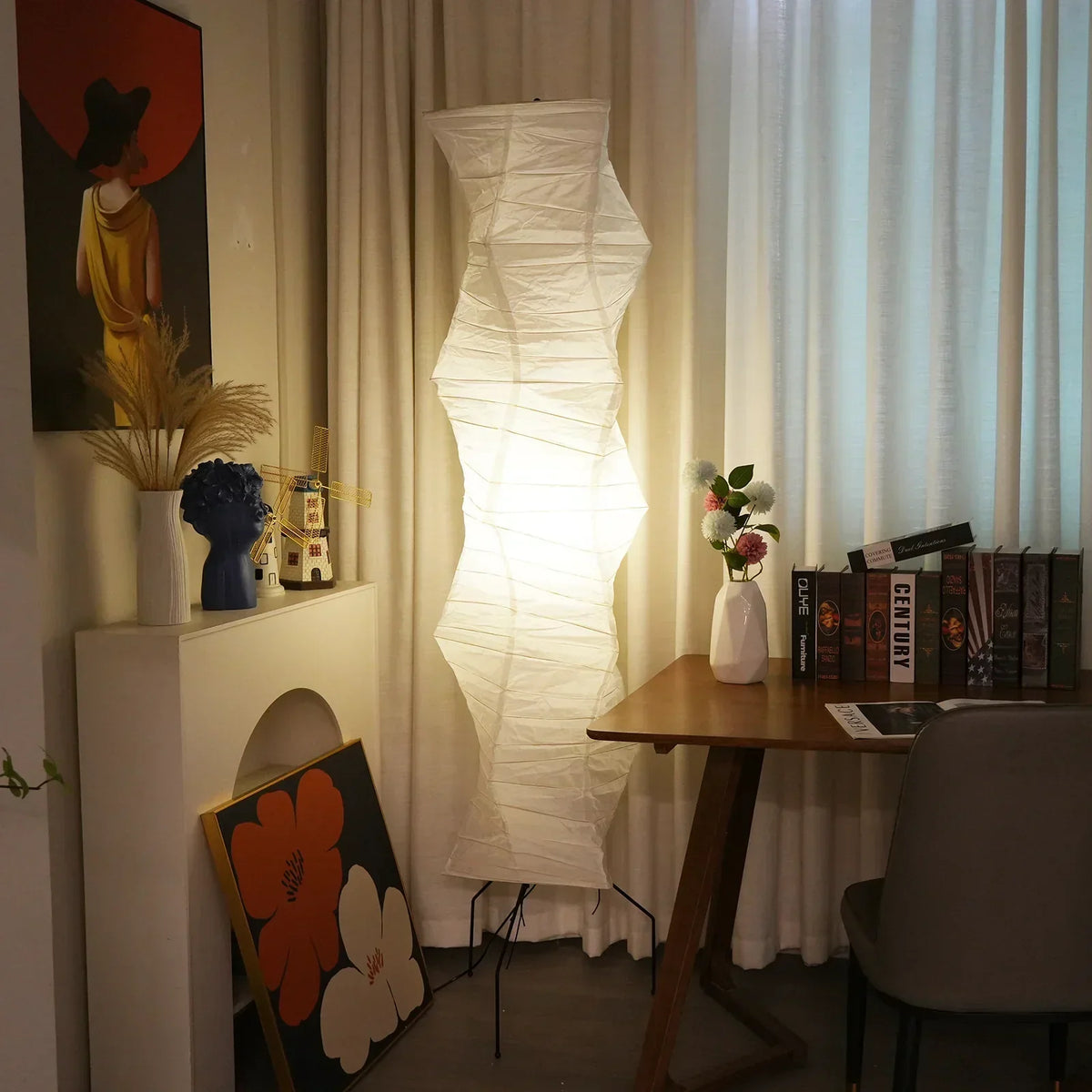 Akari Irregularly Twisted Paper UF4-33N Iron Floor Lamp – Iron detail 12