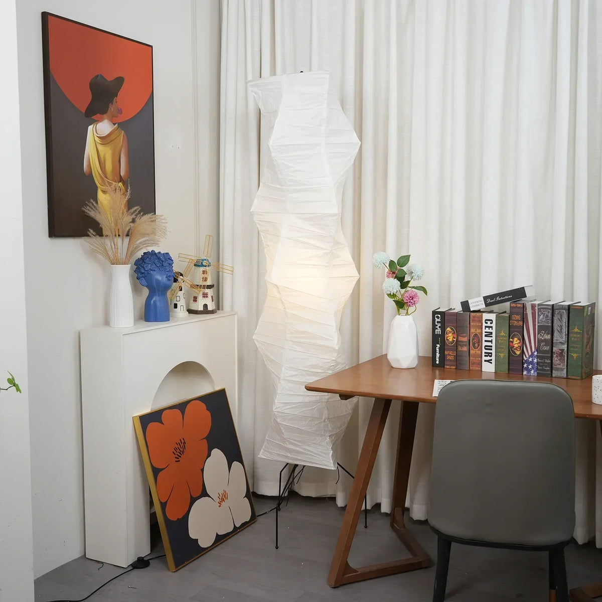 Akari Irregularly Twisted Paper UF4-33N Iron Floor Lamp – Iron detail 4
