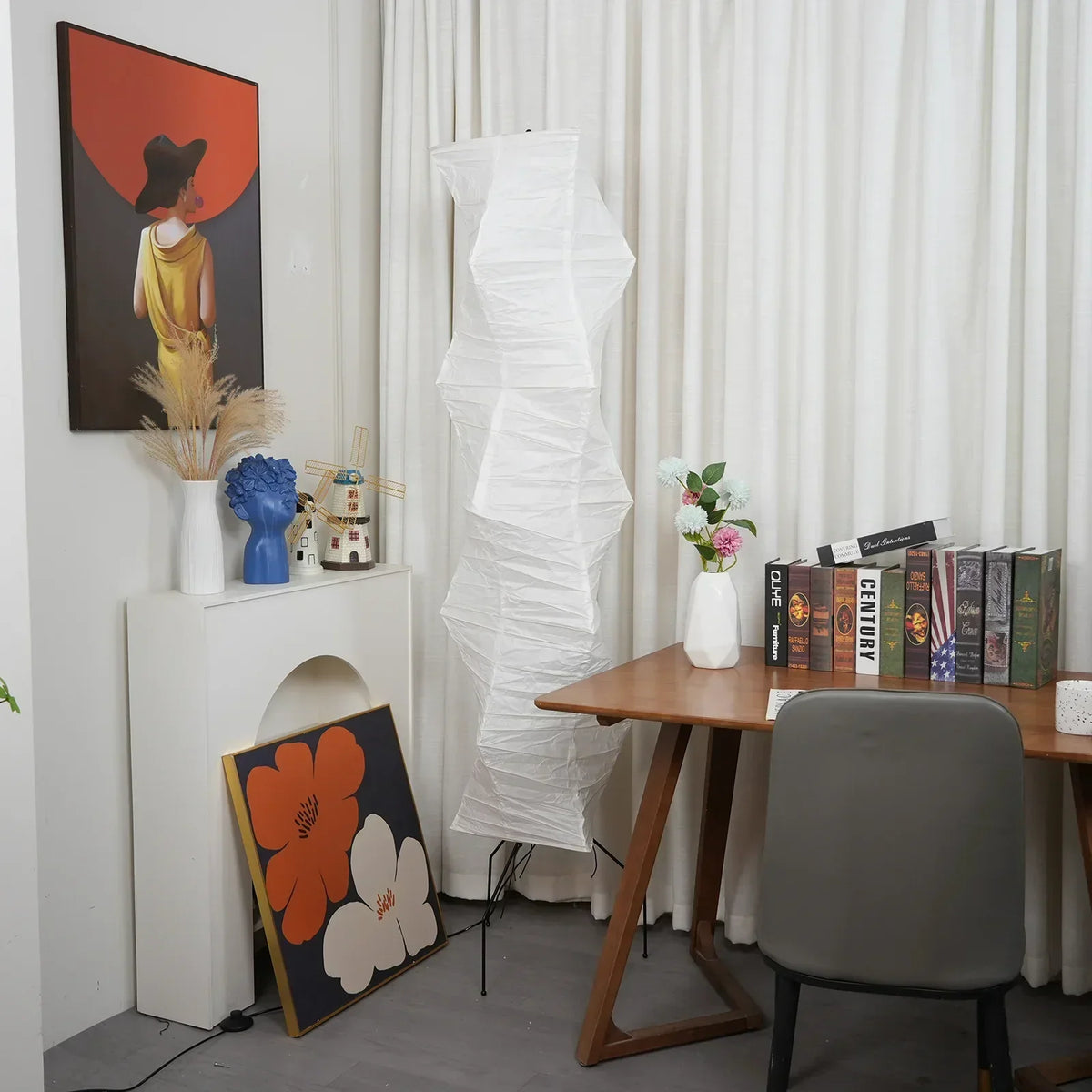 Akari Irregularly Twisted Paper UF4-33N Iron Floor Lamp – Iron detail 13
