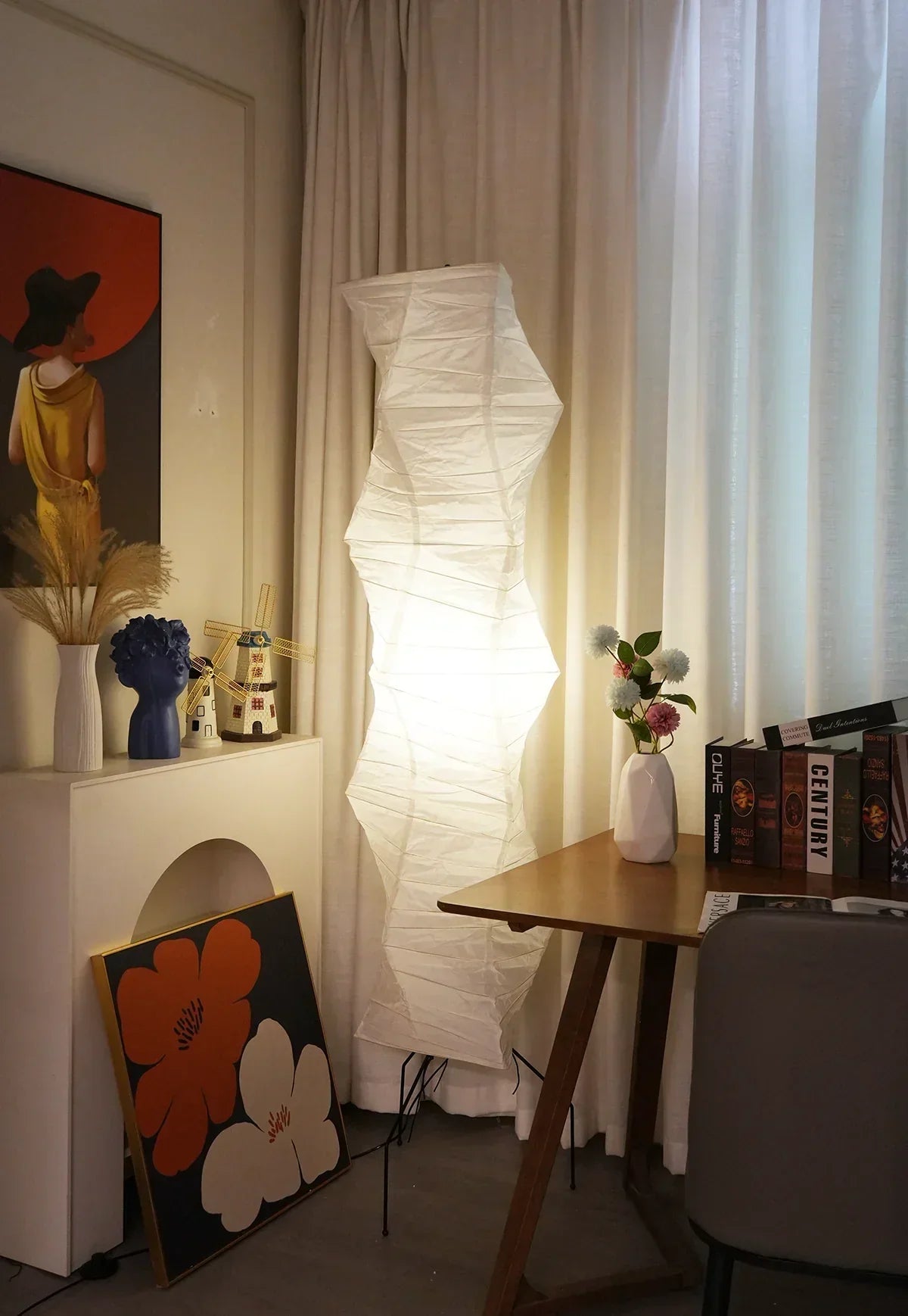Akari Irregularly Twisted Paper UF4-33N Iron Floor Lamp – Iron detail 18