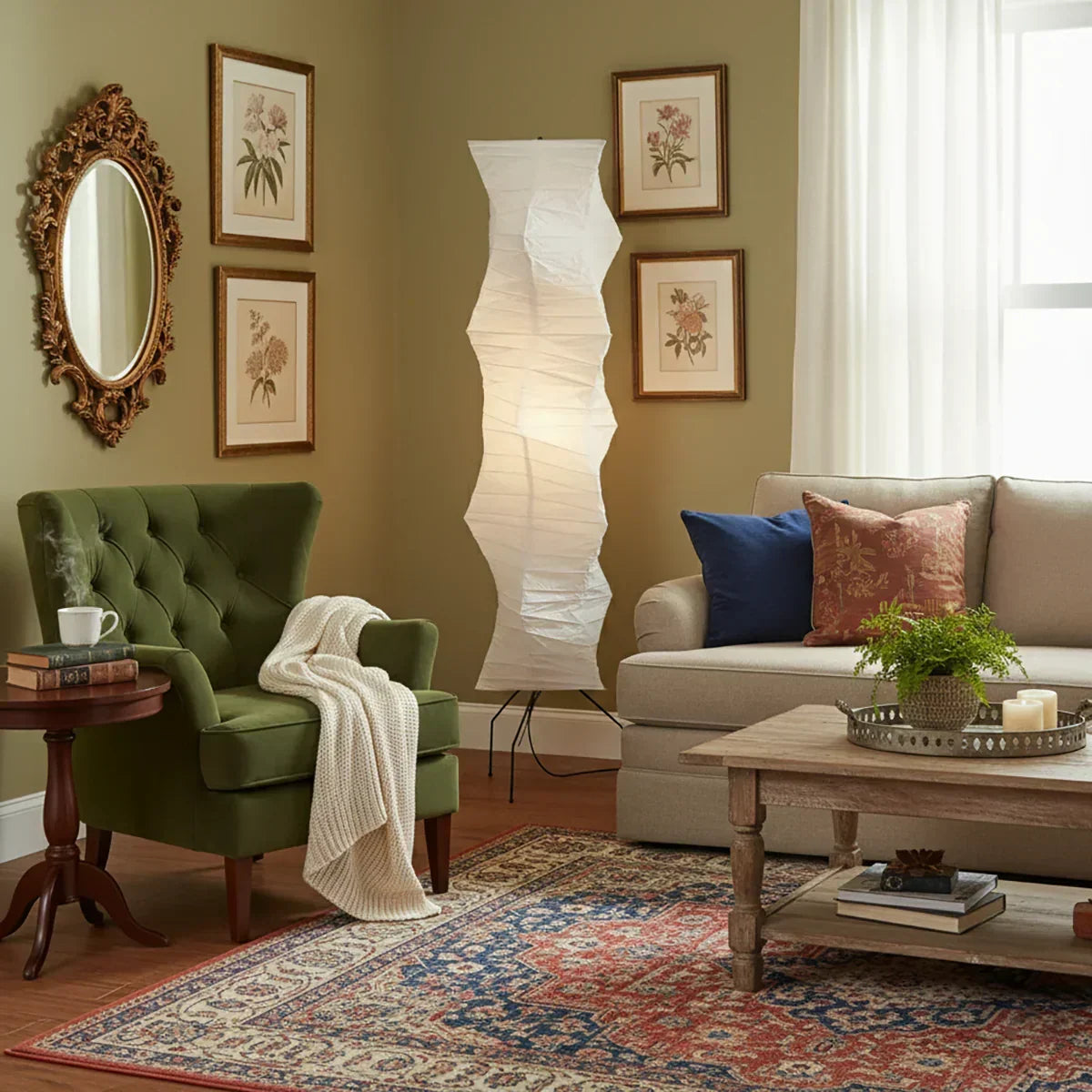 Akari Irregularly Twisted Paper UF4-33N Iron Floor Lamp – Iron detail 8