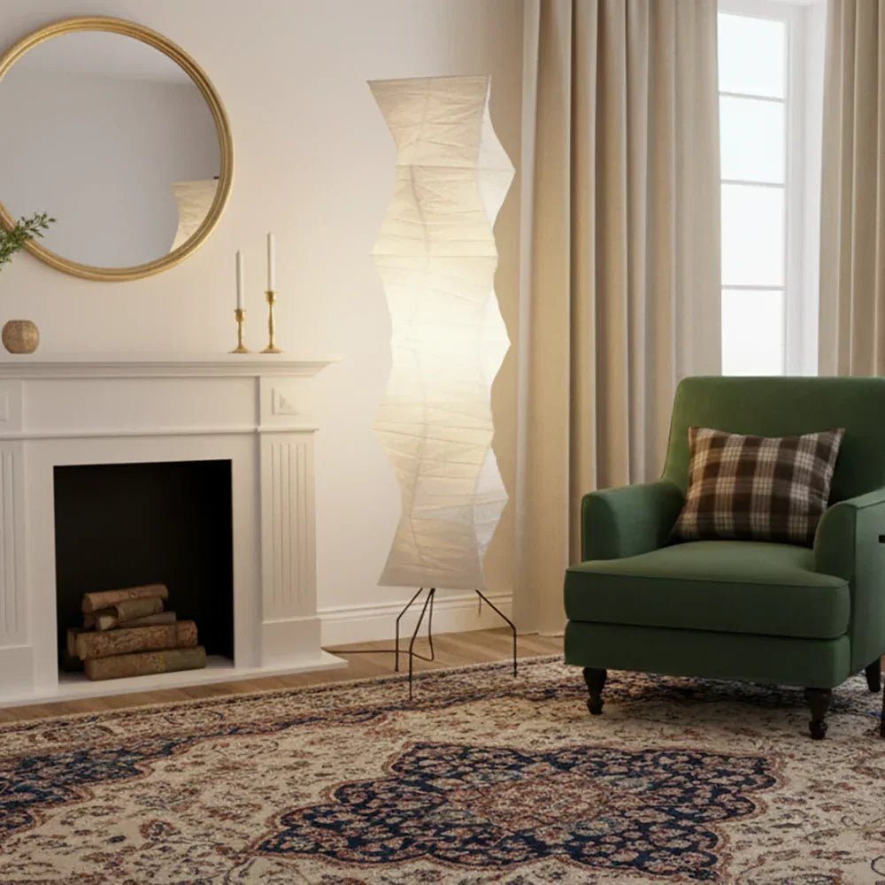 Akari Irregularly Twisted Paper UF4-33N Iron Floor Lamp – Iron detail 7