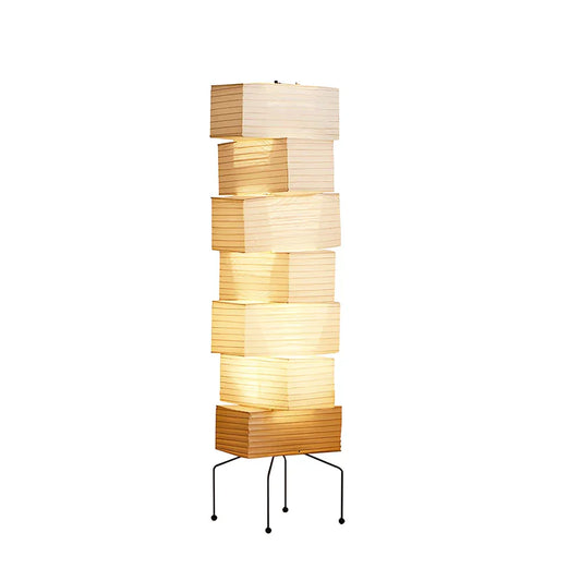 Akari Rectangular Stacked Paper UF4-L10 Steel Floor Lamp