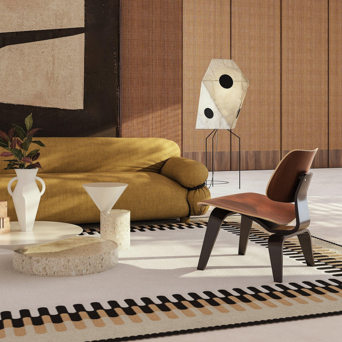 Akari Polyhedral Paper UF3-Q Iron Floor Lamp – Iron detail 14