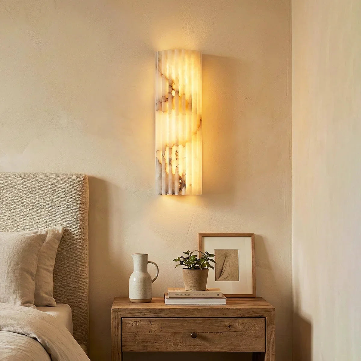 Alabaster Alvia Striped Wall Light – Alabaster detail 2