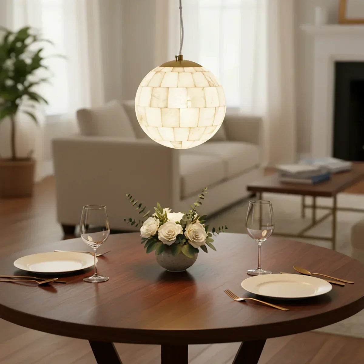 Alabaster Ball Pendant Light – Alabaster detail 10